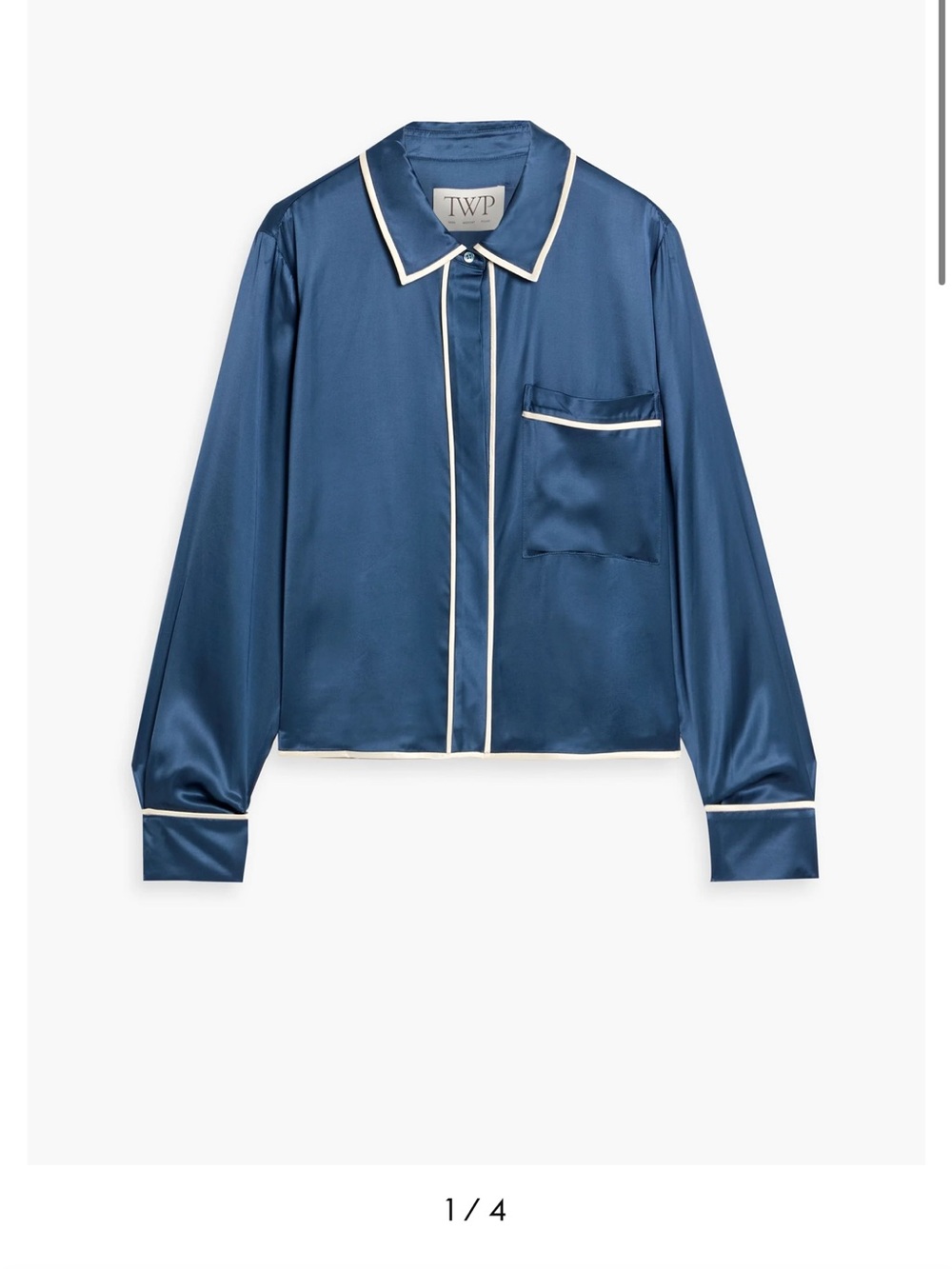 TWP Sleepover Blue Wing Teal Satin Shirt